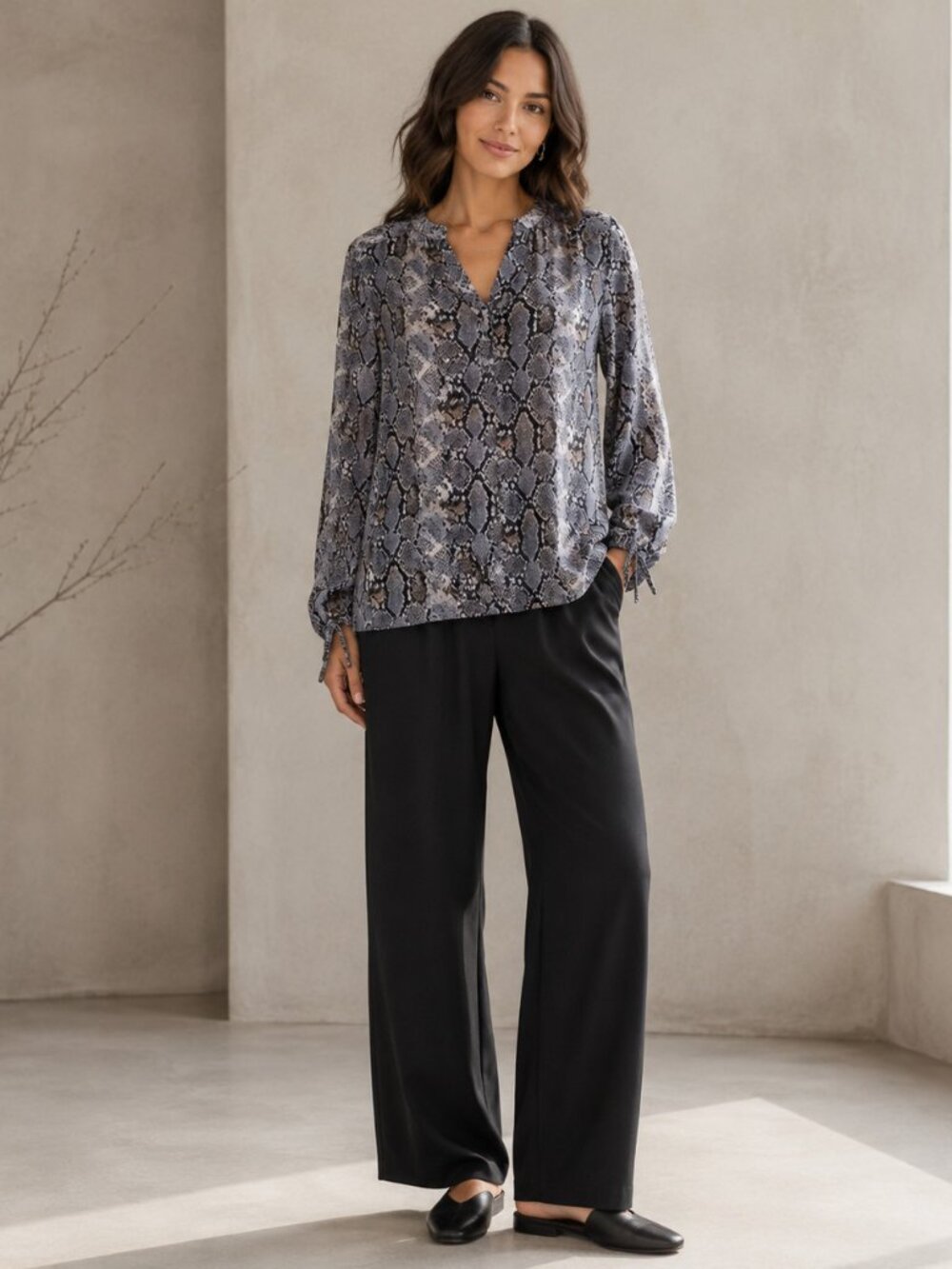 Zac & Rachel Woman 1X Snake Print Popover Blouse Plus Size Top